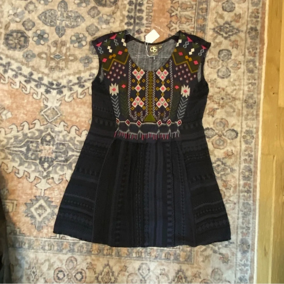 Anthropologie One September Barranco Embroidered  Navy Bohemian Blouse Tunic XXS - Picture 15 of 15